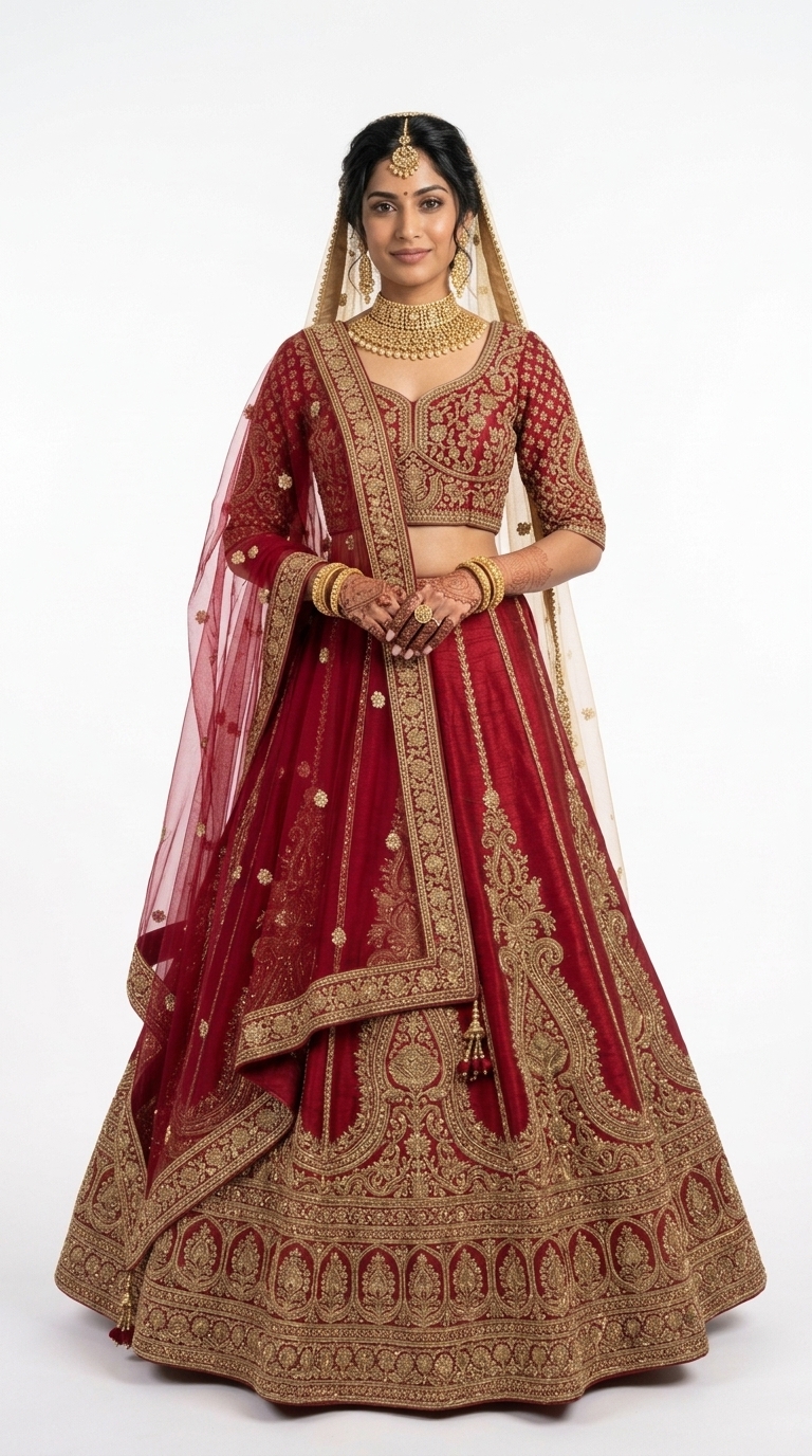 Royal Crimson Zardozi Bridal Lehenga